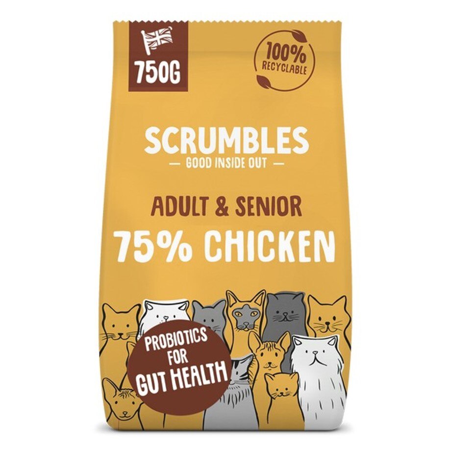 Scrumbles Complete Adult Chicken Dry Cat Food - 750g
